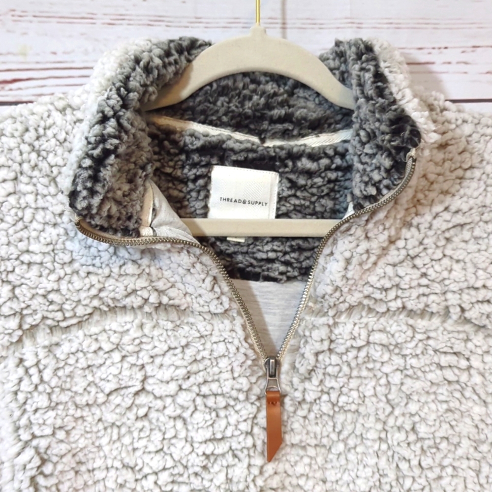 Thread and Supply Wubby Fleece Quarter Zip Soft Fuzzy Faux Fur Cozy Pullover Lar - Picture 5 of 16